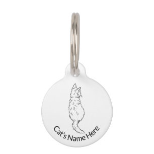 Cat Back View Round Pet Tag Personalized