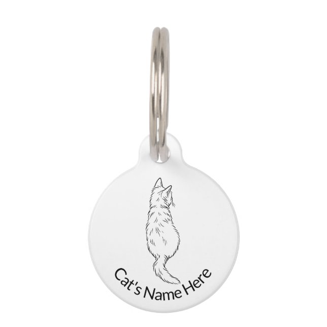Cat Back View Round Pet Tag Personalized (Front)