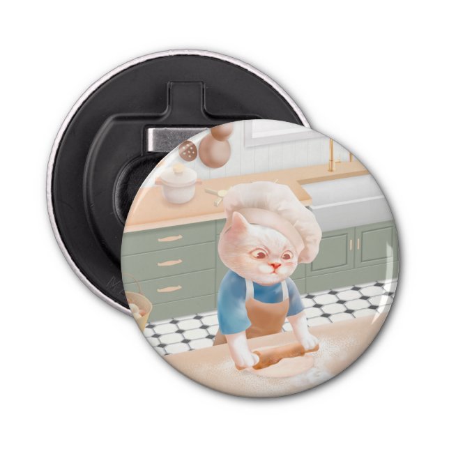 Cat Baker Baby – Cozy Morning Kneading Bottle Opener (Front)