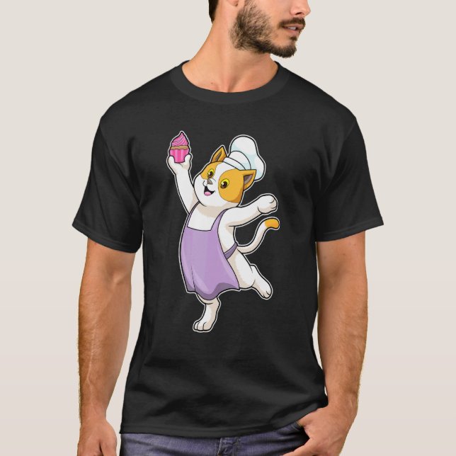 Cat Baker Muffin Chef Hat T-Shirt (Front)