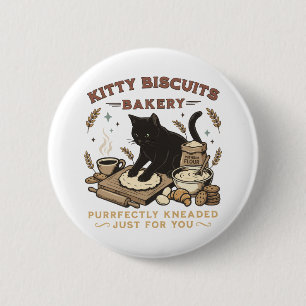 Cat Bakery Purrfectly Kneaded Coffee Kitty Button