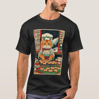Cat Baking Christmas Cookies Tee, Cute Cat Chef Ha T-Shirt
