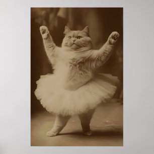 Cat Ballerina, Vintage Poster, Art Photo Print