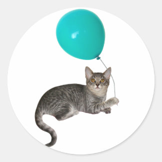 Cat Balloon Classic Round Sticker