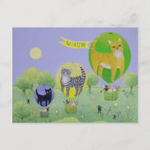 Cat Balloon Race Postcard
