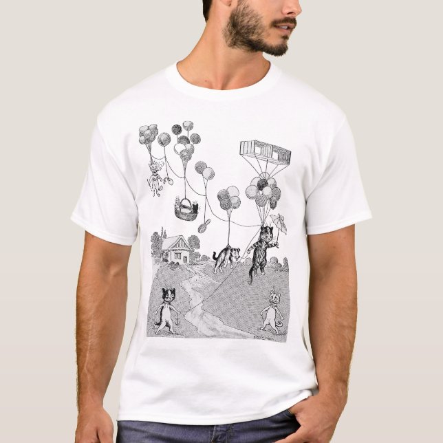 Cat Balloon Trip, Louis Wain T-Shirt (Front)
