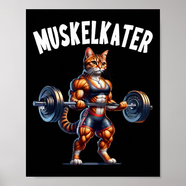 Cat Barbell Design For Bodybuilders Bodybuilding  Poster (Front)