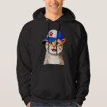 Cat Baseball Cap Wearing Cat Sports Pets Game Base Hoodie