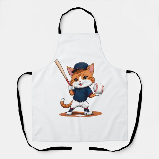 Cat baseball player apron (Front)