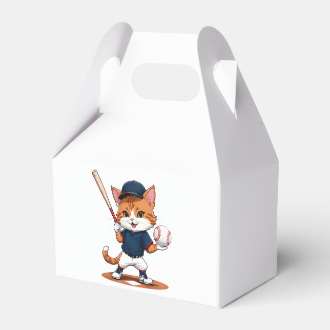 Cat baseball player favor boxes (Front Side)