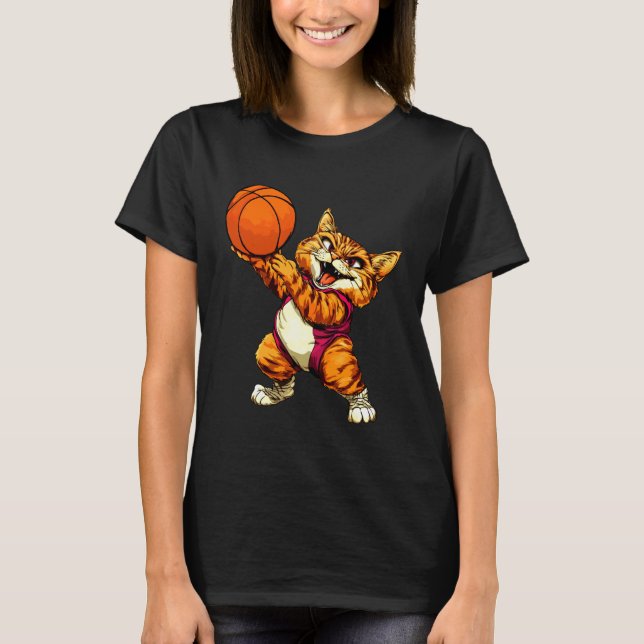 Cat basketballbasketballer cat T-Shirt (Front)