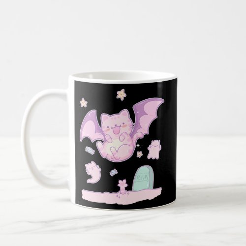 Cat Bat Ghosts Goth Pastel Kawaii Halloween Aesthe Coffee Mug