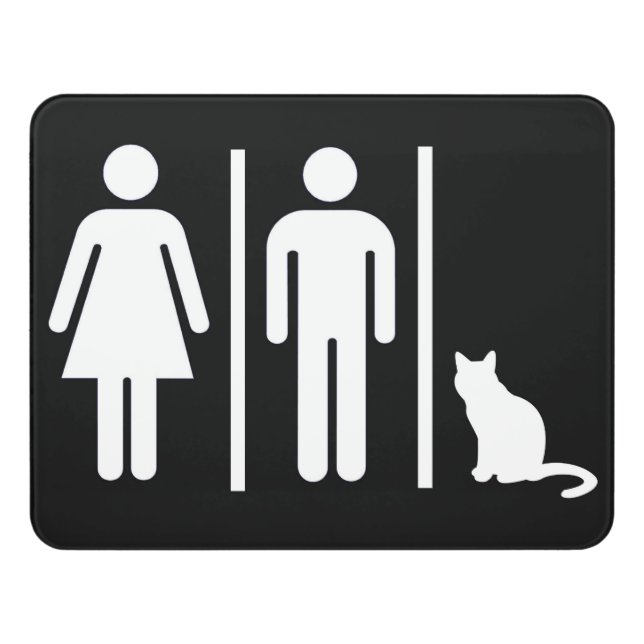 Cat Bathroom Sign (Contemporary Front)