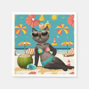 Cat Beach themed for Siamese Cat lovers Napkins