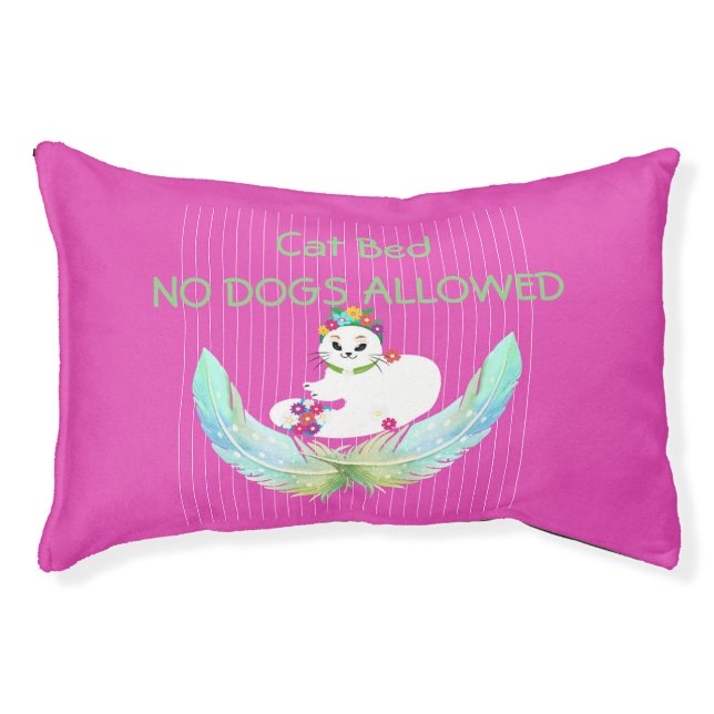  Cat Bed with White Cat & Feathers (Front)