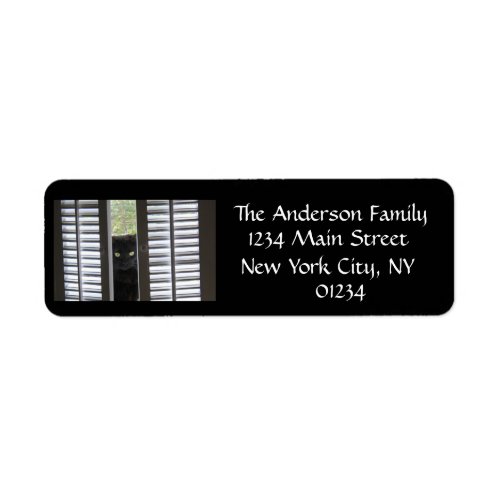 Cat Behind Shutters blackwhite return address Label