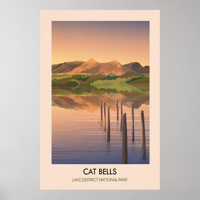 Cat Bells Lake District Travel Poster (Front)