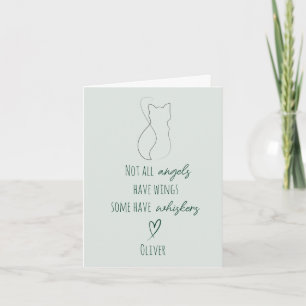 Cat Bereavement Sympathy Card with Cat Name Green