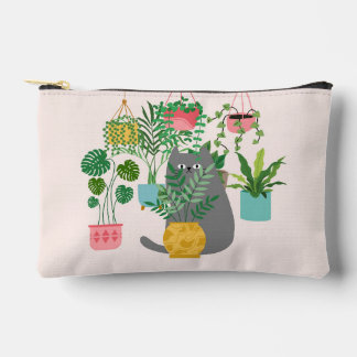 Cat Between Plants Funny Accessory Pouch