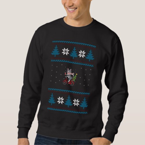 Cat Bicycle Ugly Christmas Sweatshirt