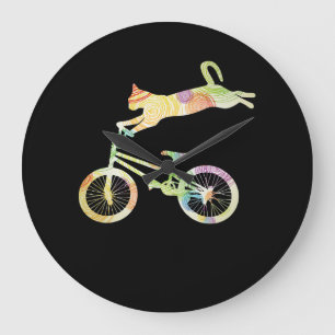 Cat Bike Cycling Bicycle  - Your Gift Collection Large Clock