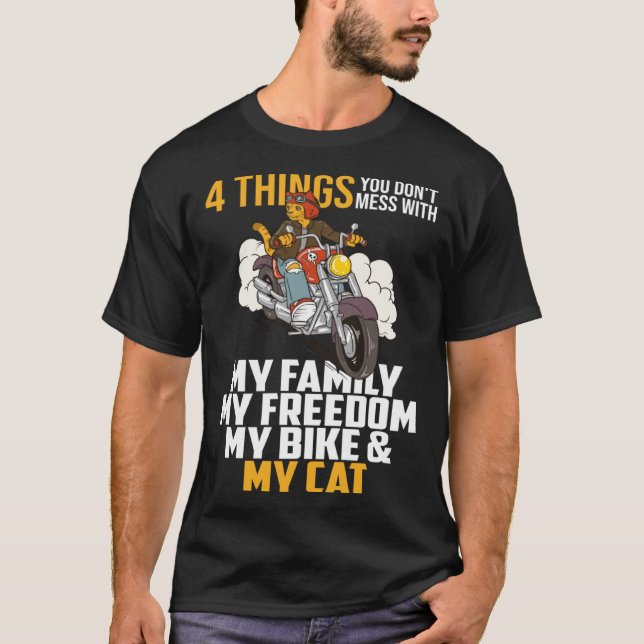 Cat Biking Biker Cruiser Motorbike Motorcycles Kit T-Shirt (Front)