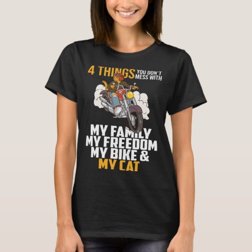 Cat Biking Biker Cruiser Motorbike Motorcycles Kit T_Shirt