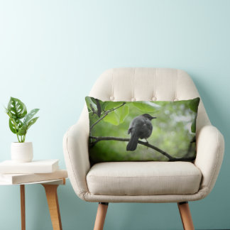 Cat Bird Photo On A Throw Pillow