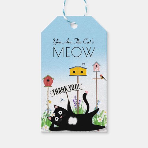 Cat Birds Garden Thank You Gift Tags