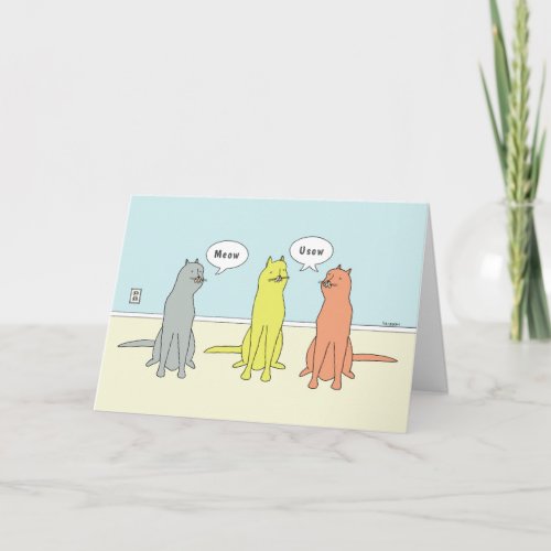 Cat Birthday Card With A Funny Meow Cat Cartoon