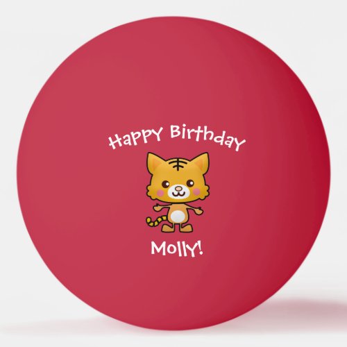 Cat Birthday Cute Happy Cartoon Gift Ping Pong Ball