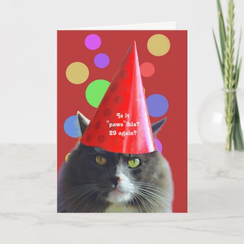 Cat Birthday Funny 29 Again Grumpy Cat Card