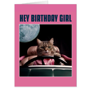 CAT BIRTHDAY GIRL BIG BIGGEST GREETING CARD