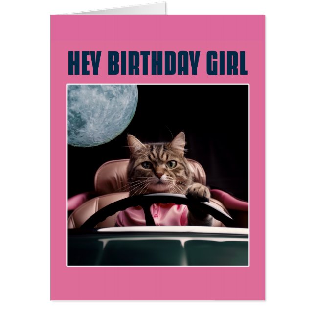 CAT BIRTHDAY GIRL BIG BIGGEST GREETING CARD (Front)