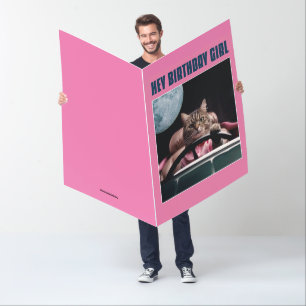 CAT BIRTHDAY GIRL BIG BIGGEST GREETING CARD