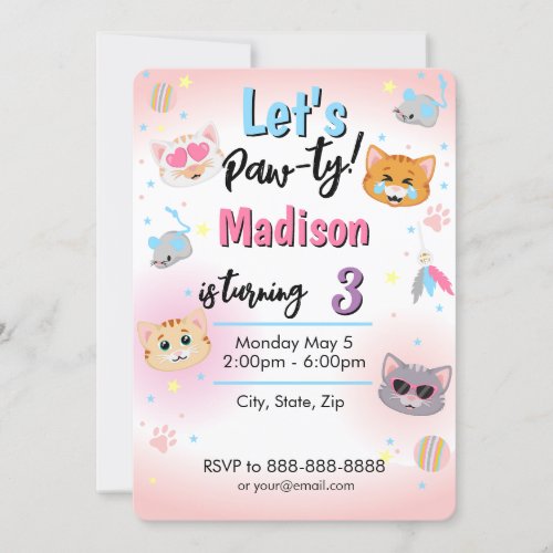 Cat Birthday Invitation