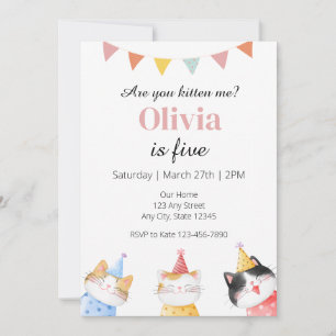 Cat Birthday Invitation, Are you kitten me Invitation