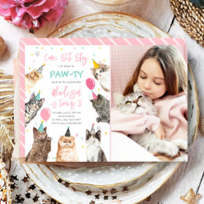 Cat Birthday Invitation Kitten Party Pawty Girl
