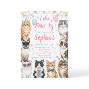 Cat Birthday Invitation Kitten Party Pawty Girl