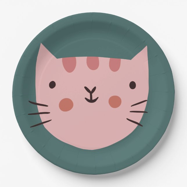 Cat Birthday Kids  Paper Plates (Front)