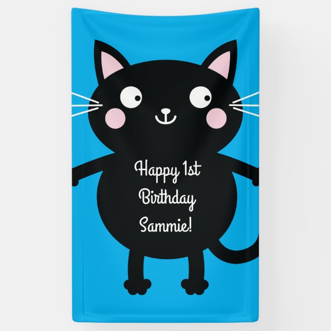 Cat Birthday Party Banner (Vertical)