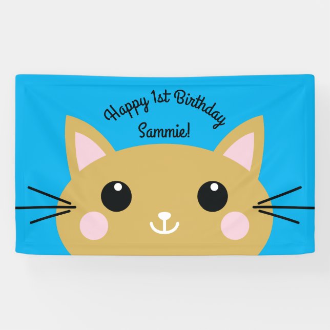 Cat Birthday Party Banner (Horizontal)