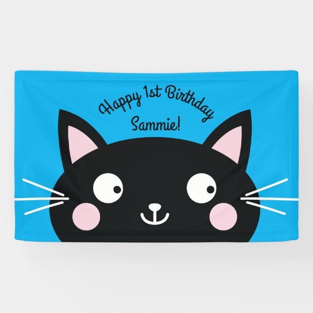 Cat Birthday Party Banner (Horizontal)