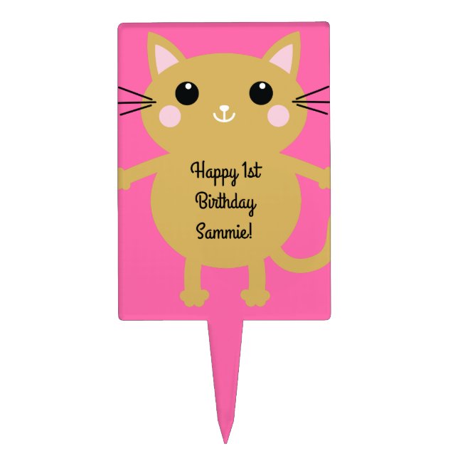 Cat Birthday Party Cake Topper (Front)