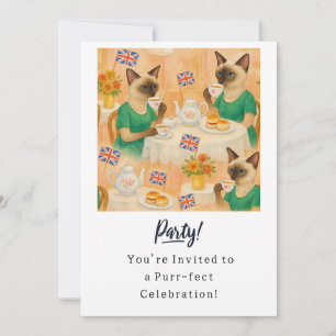 Cat Birthday Party English Afternoon tea Invitation