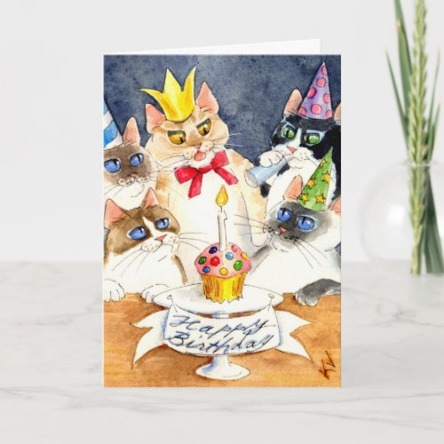 Cat Birthday party greeting card