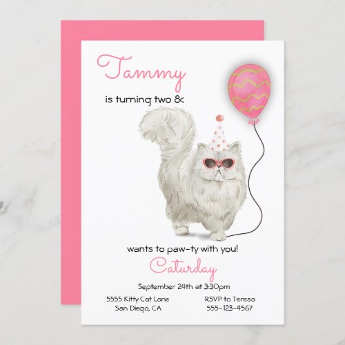 Cat Birthday Party Invitation