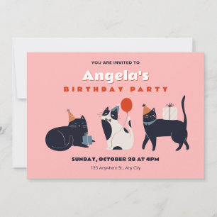 Cat birthday party invitation