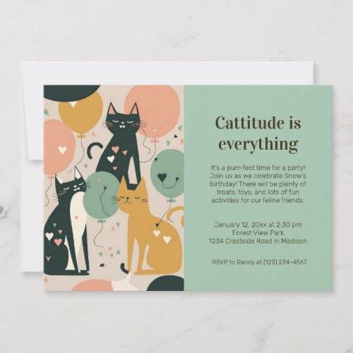 Cat Birthday Party Invitation
