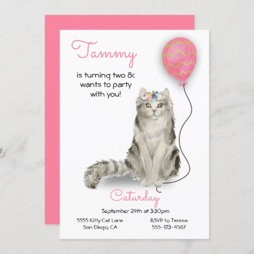 Cat Birthday Party Invitation